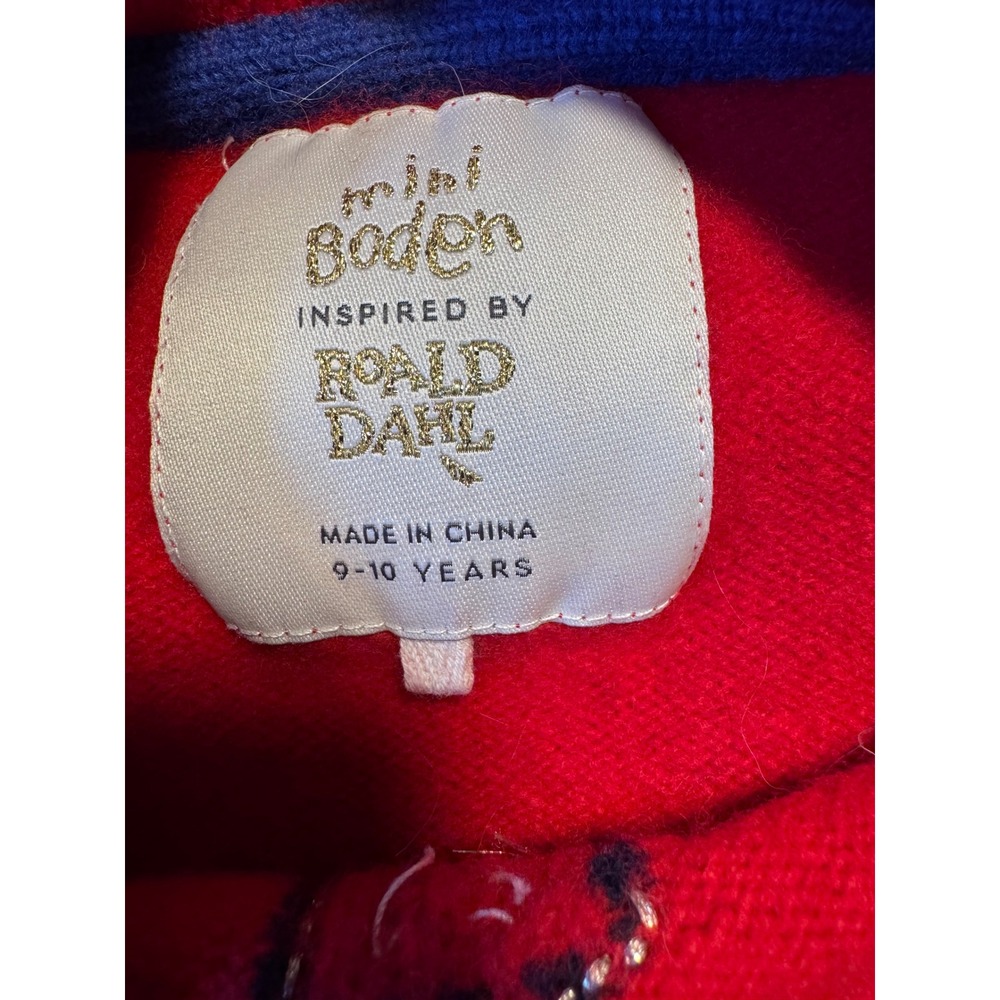 Mini Boden Roald Dahl Red Wool Crown Sequin Sweater Kids 9-10Y 30091 - Picture 3 of 8